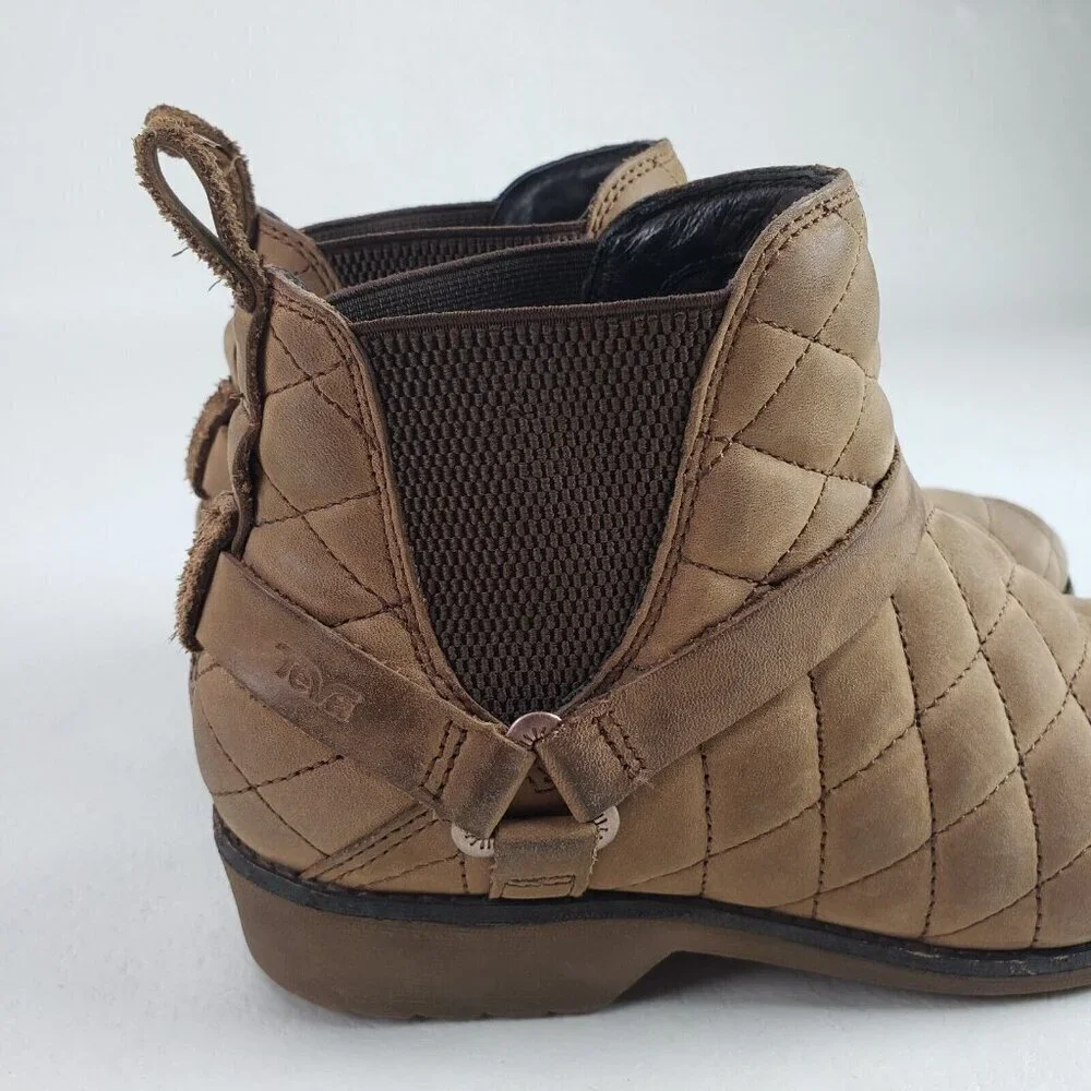 Teva de la Vina Dos Quilted Ankle Boot Womens 7.5 Brown Waterproof Leather